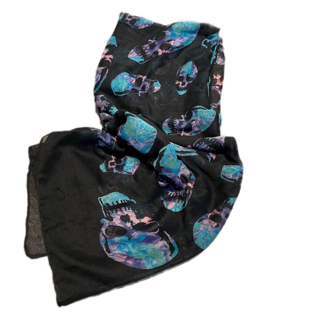 Skull Scarf - large scarf/wrap with cute skulls